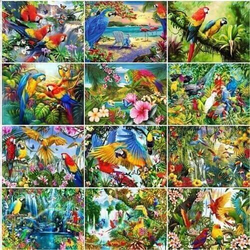 MomoArt 5D DIY Diamond Painting Parrot Rhinestone Art Full Square Diamond Embroidery Bird Cross Stitch Animal Home Decorations