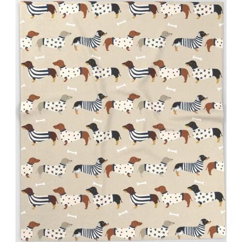 Dog Animal Cartoon Throw Blanket Cute Kids Design Dachshund doxie sweaters Blankets for Beds Christmas Decorations for Home