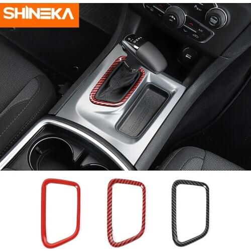 SHINEKA Interior Stickers For Dodge Charger Car Gear Shift Panel Decoration Ring Cover ABS Accessories For Dodge Charger 2015