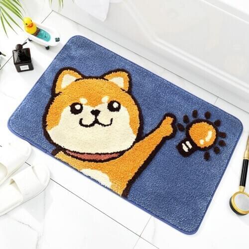 New cartoon flocking home bathroom non-slip mats, door-to-door household bedroom door mats, absorbent floor mats