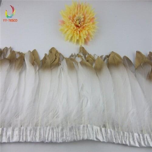 Wholesale 10 yards/lot White Goose Feather Trims Real Geese Feather Fringes Ribbons Dress Belt decorative Clothing dress DIY