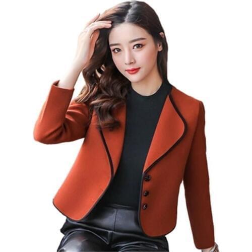Autumn and winter New European and American plaid short jacket Women Slim lapel small suit wild woolen Women jacket fragrance