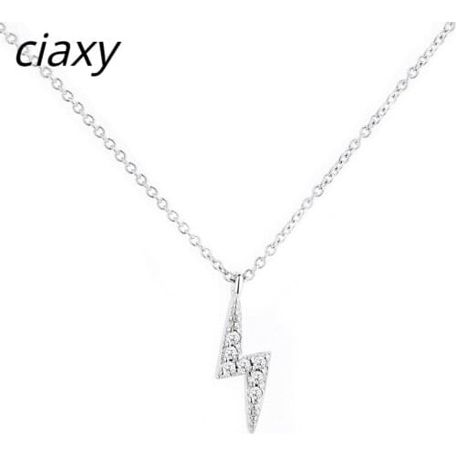 CIAXY 925 Sterling Silver Necklace inlaid Zircon Hot Lightning Necklaces Women Protection Pendants For Girlfriend Jewelry Gifts