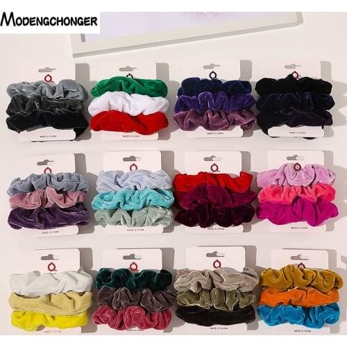 3Pcs/Set Hair Scrunchies Hair Ring Candy Color Elastic Hair Rope Autumn Winter Women Ponytail Hair Accessories Hairbands Gifts