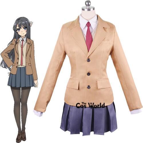 Seishun Buta Yarou wa Sakurajima Mai Azusagawa Sakuta High School Uniform Outfit Anime Cosplay Costumes