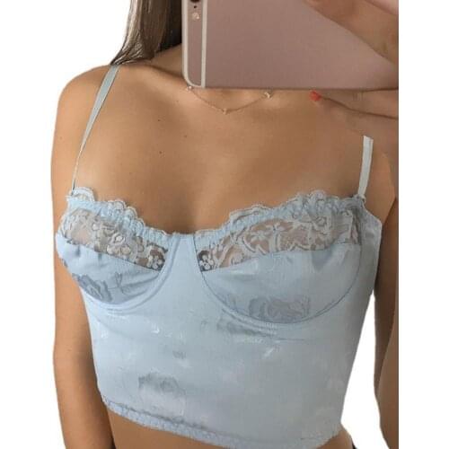 Sexy Women Camisole Tank-Top Fashion Lace-Collar Sli-Fit Floral Sling Navel Vest Top Daily Wear Summer 2021