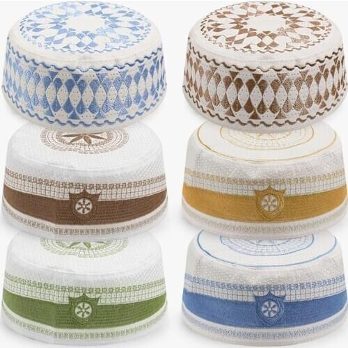 New Men Muslim Prayer Hats Cotton Knitting Hats Mens Skull Cap Muslim Islamic Prayer Hat Head Wear Solid Casual Male Cap