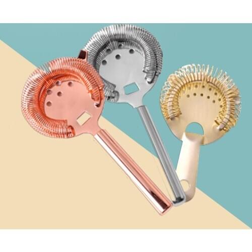 Stainless Steel Cocktail Strainer Filter Barware Bar Supply for Bartenders and Mixologists (Rose Gold)