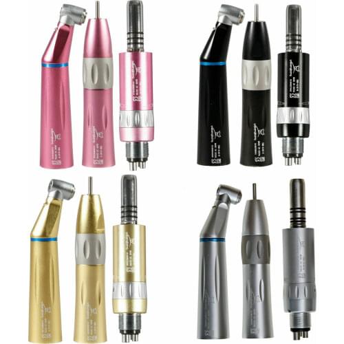 Dental LED Inner Water Spray Slow Low Speed Straight Nose Cone Contra Angle Handpiece Air Motor 4Holes Kit Fit Kavo