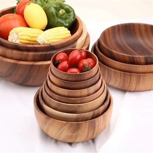 Candy Plate Wooden Salad Bowl Pan Plate Tray Fruit Saucer Dessert Dinner Bread Wood Rice Storage Bowl