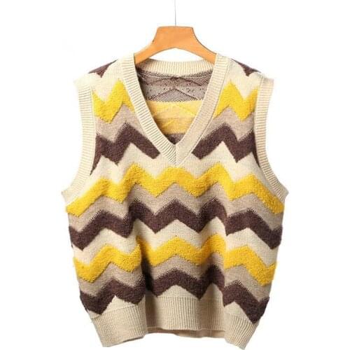 Urifens Pull Femme 2021 Spring New V-neck Embroidered Knitted Waistcoat For Women Loose Oversized Korean Sweater Vest Top BN60U