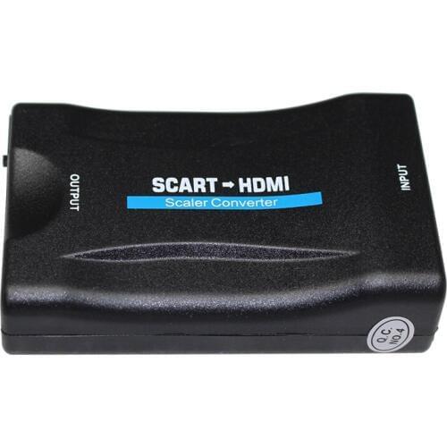 1080P SCART To HDMI-compatible Video Audio Upscale Converter Adapter for HD TV DVD for Sky Box STB Plug and Play