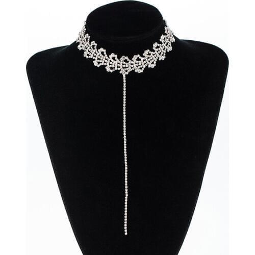 YFJEWE Full Rhinestone Flower Pendant Necklace Jewelry Crystal Necklaces Vintage Choker Necklace Women Jewelry N370