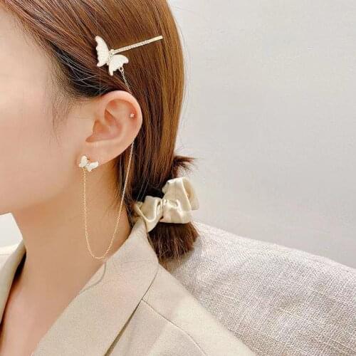 Pearl Earrings Female Elegant Temperament Tassel Hairpin Earrings Net Red Earrings Sweet Niche Word Clip Earrings