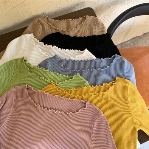 O-Neck Ruched Women Sweater High Elastic Solid 2020 Fall Winter Fashion Sweater Women Slim Sexy Knitted Pullovers Pink White