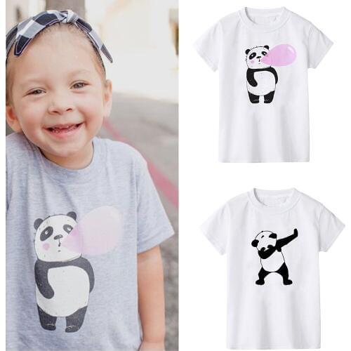 Life is better with a panda shirt Cartoon Cute Panda t-shirt Boys tops Fashion Short Sleeve Print tees Summer Kids Shirt