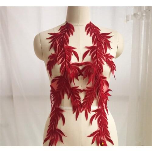 1 pcs Large leave patch for wedding evening dress sew on floral embroidered garment applique diy decorative fabric patches