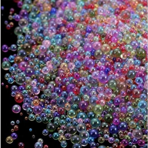 20g/Pack 0.4-3mm Mini Bubble Ball Beads Tiny Glass Bead Resin Filling for Silicone Mold UV Resin Epoxy Filler DIY Nail Art Decor