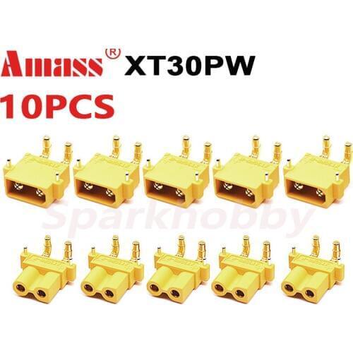 10PCS/5Pairs Amass XT30PW Male Female connector PCB board 2mm Banana Golden head Right Angle Horizontal connector for RC model