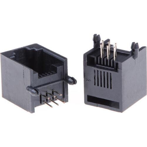 10PCS/Lot 6Pin Black RJ12 RJ11 Socket Telephone Crystal Female 6p6c Socket Wholesale