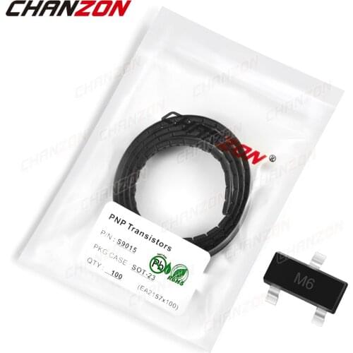 100Pcs S9015 SOT-23 PNP Transistor Bipolar Junction BJT Triode Tube Fets SMD M6 Markings -0.1A -45V Integrated Circuits