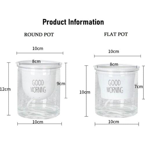 2PCS Lazy Flower Pots Automatic Irrigate Water-absorbing Transparent Round Plastic Hydroponic Flower Pots Prevent Water Leakage