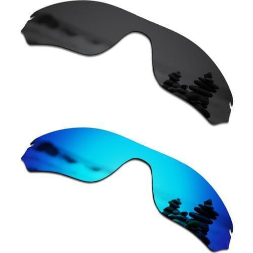 SmartVLT 2 Pieces Polarized Sunglasses Replacement Lenses for Oakley Radar Edge Stealth Black and Ice Blue