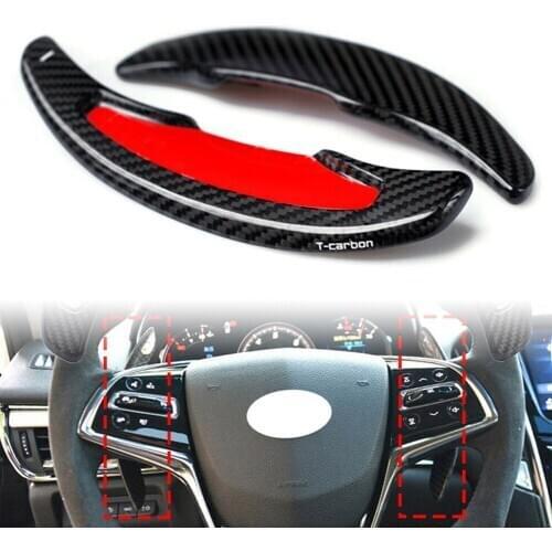 2Pcs Carbon Fiber Car Steering Wheel Shift Paddle Shifter Extension For Cadillac ATS ATS-L 2014 2015 2016 2017 Black