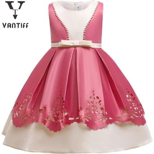 2021 Children Summer Dress Princess Dresses for Girls Beading Bow Wedding Dress Birthday Party Skirt Kids Clothes for Girls