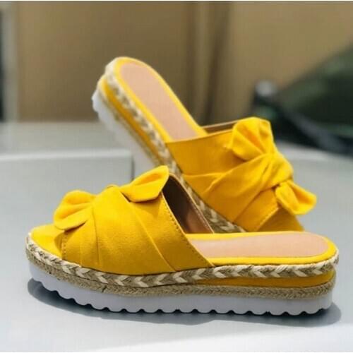 2021 Leopard Bow Sandals Summer Flat Shoes Sliippers Butterfly-knot Shoes Women Designers Wedge Heel Ladies Beach Party Sandals