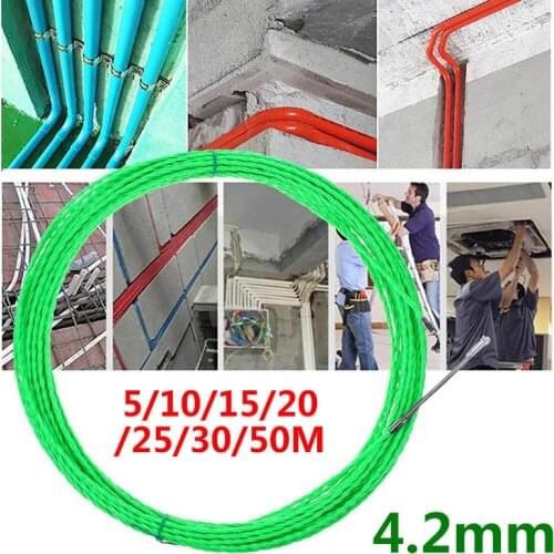 5/10/15/20/25/30/50m 4mm Cable Puller Fiberglass Electric Cable Wire Puller Electrical Tape Wire Cable Guide Device Aid Tool
