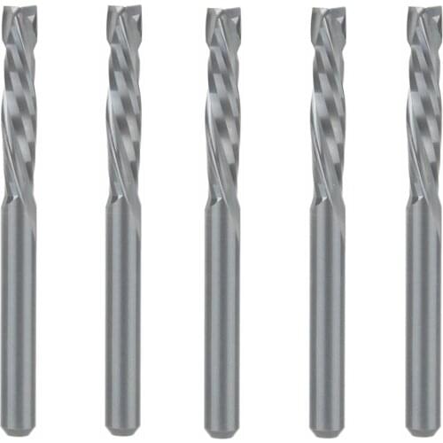 5PCS 3.175x17mm UP & DOWN Cut Two Flutes Spiral Carbide Mill Tool Cutters for CNC Router, Compression Wood End Mill Cutter Bits