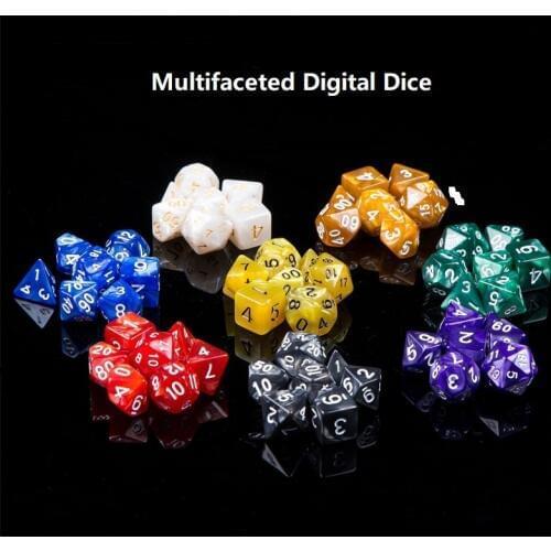 7pcs per set Multfaceted Dnd dice set dadi dados playing cubes D4 D6 D8 D10 D20 rpg dice dados rol dobbelstenen