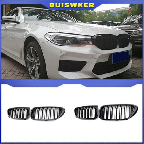 2PCS Car Racing Grill Meteor Diamond Star Style Front Kidney Grille Bumper For BMW 5 Series G30 G31 G38 520i 530i 540i 2018 2019