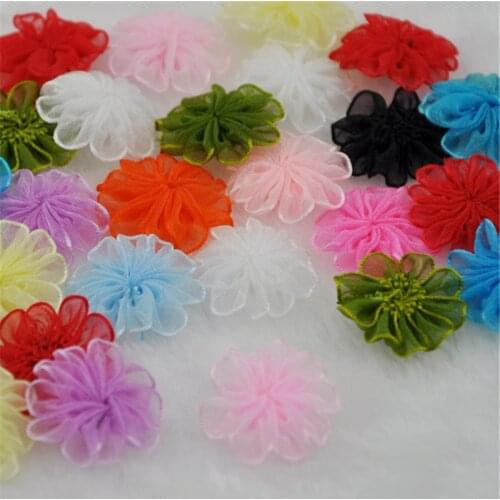 20pcs Upick Organza Ribbon flowers Wedding Decor Appliques Sew Craft A033