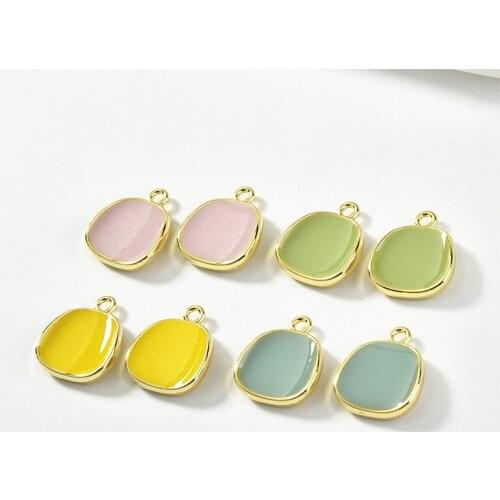 Free Shipping 40pcs 18*15mm Gold Tone Plated Oil Drop Enamel Alloy Charms Ornaments Material Geometry Earring Pendants
