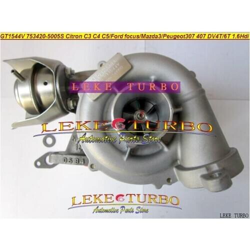 Free Ship Turbo GT1544V 753420 753420-5005S 750030-0002 For FORD For Citroen C2 C3 C4 C5 For Peugeot 307 407 DV4T DV6T 1.6L