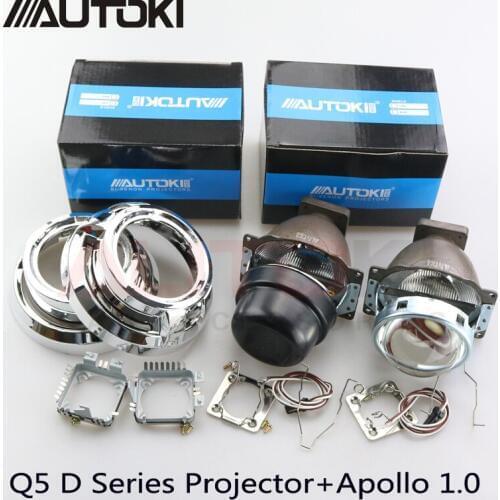 Free Shipping Autoki 3.0" Koito Q5 Bi-xenon Projector Lens+Apollo 1.0 Shrouds Use D1S D2H D2S D3S D4S HID Bulb For Car Retrofit