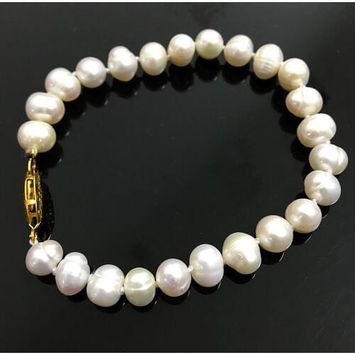 Natural freshwater cultured white pearl bracelets for women 7-8,8-9mm fashion gift hot sale jewelry making 7.5inch B1521