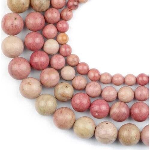 HGKLBB Natural Stone Spacer Beads For Jewelry Making DIY Round ball Loose Red Wood Grain Charm Bracelet accessories 6/8/10/12mm