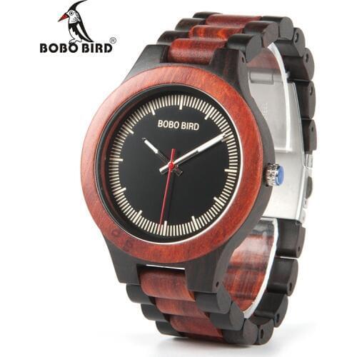 BOBO BIRD Timepieces Men Wood Watches Luxury Handmade Quartz Watches Two-tone Wooden Drop Shipping
