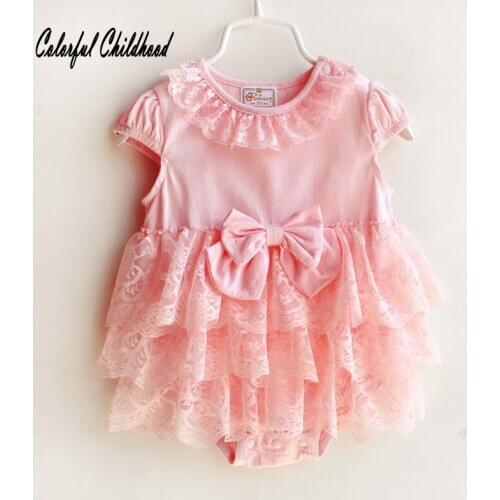 Newborn Baby Summer Rompers Sweet lace bow Baby Girls Short Sleeve Clothes One Piece Overalls Infant baby jumpsuit