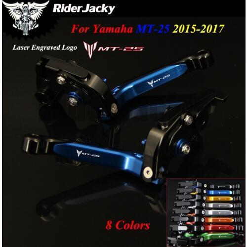 For Yamaha MT-25 MT25 MT 25 2015-2017 2016 Blue+Black Motorcycle CNC Accessories Adjustable Brake Clutch Lever With New Logo