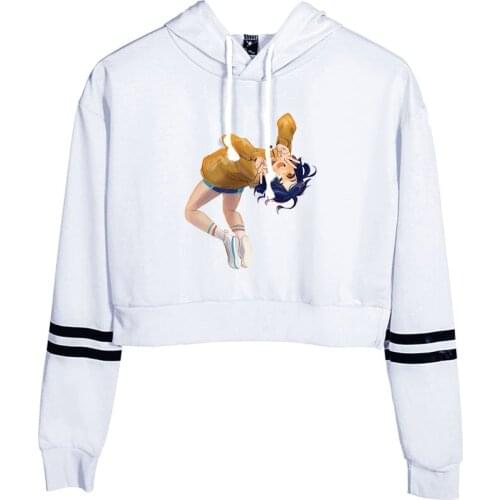 Japanese Anime Wonder Egg Priority Hoodie Sweatshirt Women Long Sleeve Cropped Hooded Pullover Harajuku Streetwear Clothes