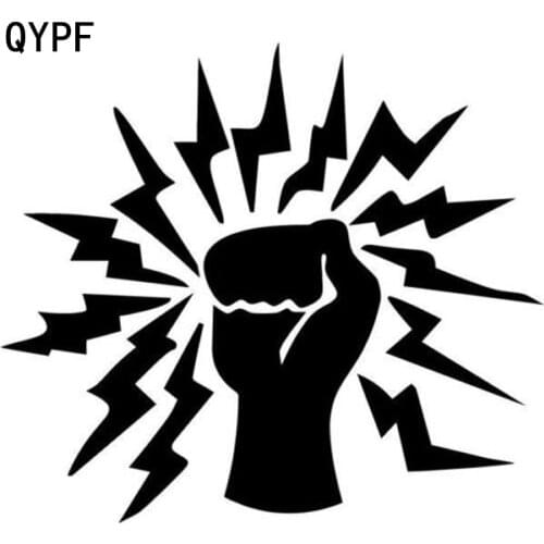 QYPF 18.6cm*16.6cm Interesting Electric Pairs Of Interlaced Ones Thunder Rushed Down Vinyl Car Sticker Decal C18-0957