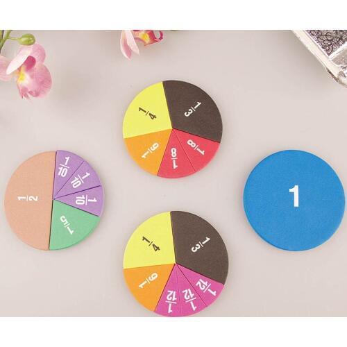 Round EVA Fractions Card Children Kids Number Teaching Learning Demonstration
