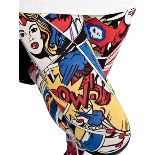 Women Comic Leggings Cartoon Printed Leggins high Stretch Girls Legging Punk Rock Leggin Disco Pants Evening Clubwear 9 styles