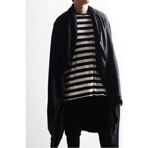 Mens windbreaker coat hairstylist fashion mens casual layered irregular long cardigan loose large size top