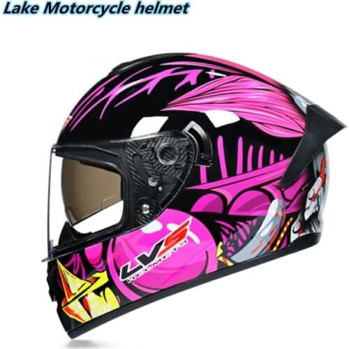 Newest Full Face Motorcycle Helmet Double Lens 4 Seaons DOT Approved LVS Fashion helmet