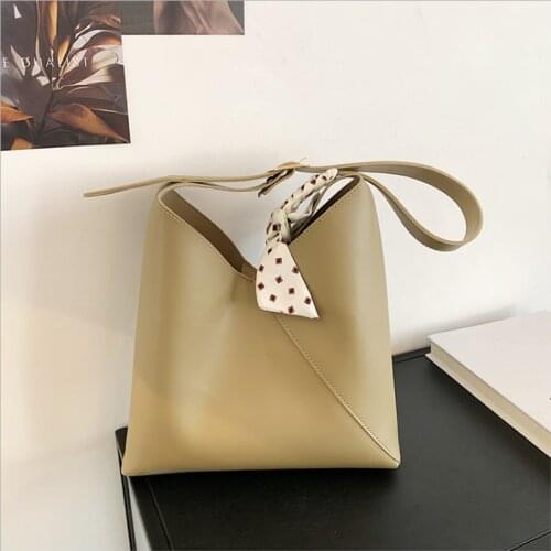 2021 New Women Solid Color Fashion PU Large Capacity Contrast Color Bucket Bag Summer Cross-body Bag Shoulder bag